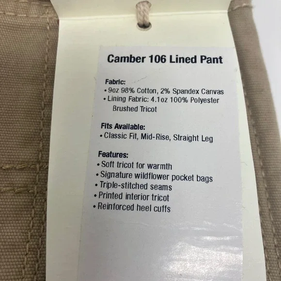 Mountain Khakis Camber 106 Women's Lined Canvas Workwear Pants O-R Khaki READ* - Picture 8 of 12